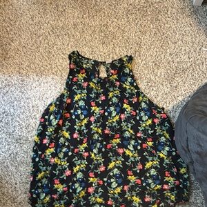30. Floral Sleeveless Top - Black
